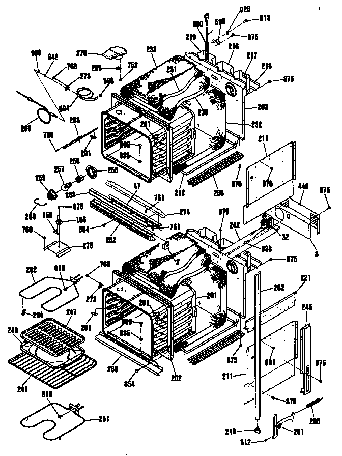 GE JKP44GT1BB chassis assembly diagram