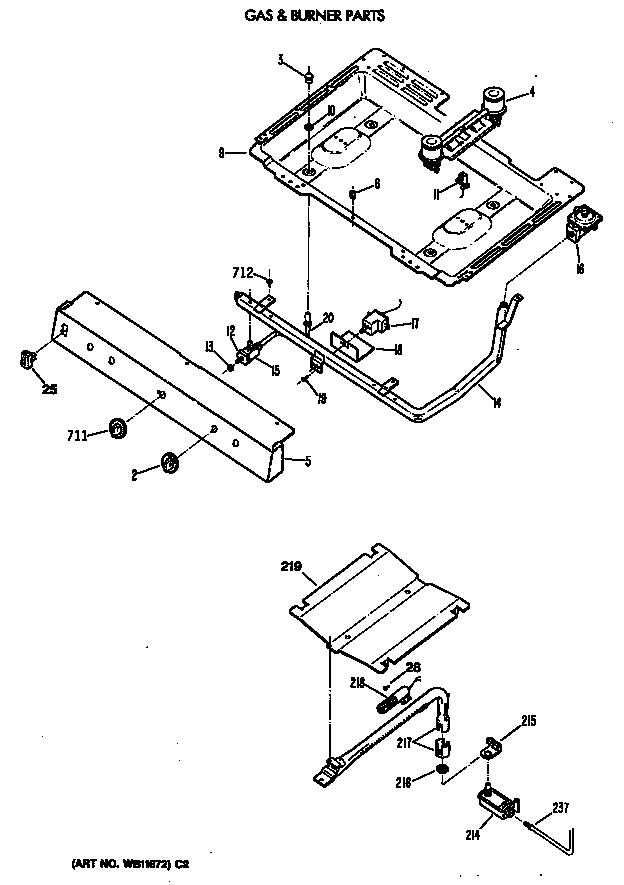 GE JGBS18EV3WW gas & burner parts diagram