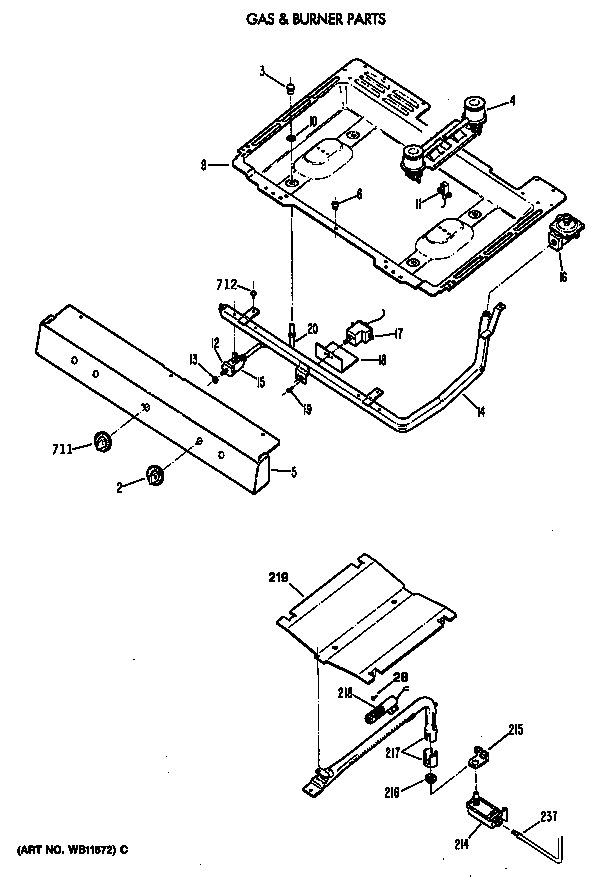 GE JGBS04GEV2AD gas & burner parts diagram