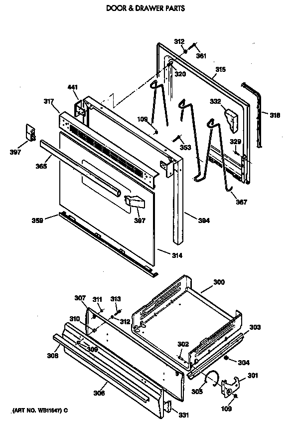 GE JGBS04GEV2AD door & drawer parts diagram