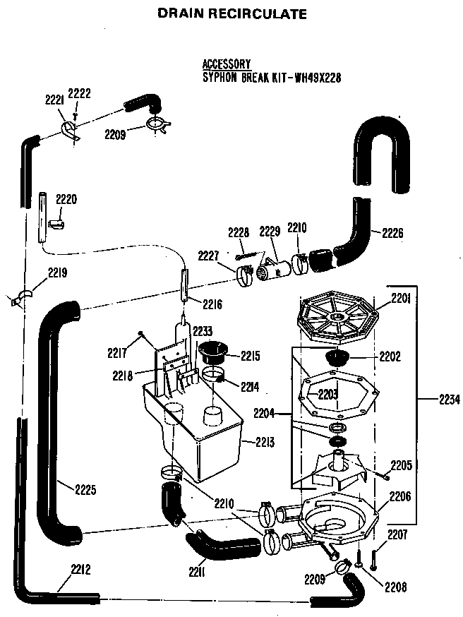 GE WWP1160BAW drain recirculate diagram