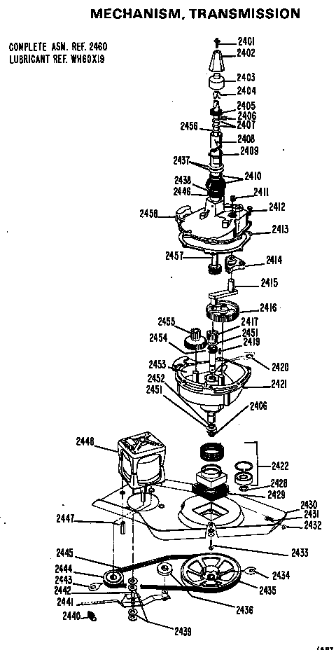 GE WWP1160BAW mechanism, transmission diagram