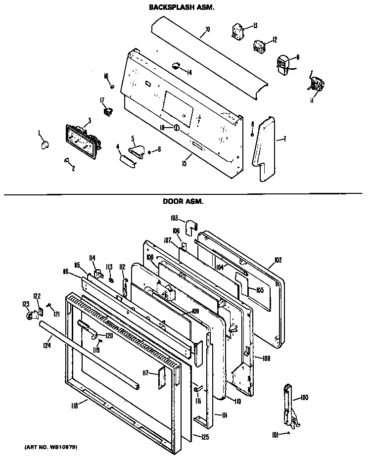 GE JBP28GK-1 backsplash asm. diagram