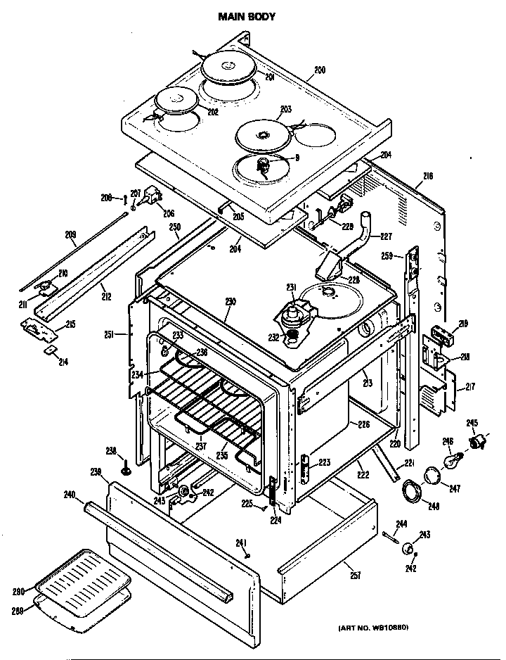 GE JBP28GK-1 main body diagram