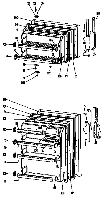 GE TBF14XKCL doors diagram