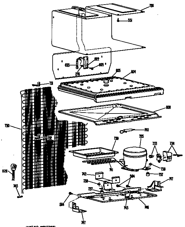 GE TB13SLBRWH compressor/evaporator diagram