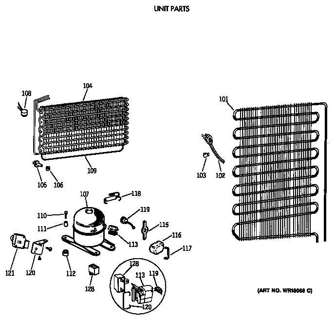 GE FF20DSARWH unit parts diagram