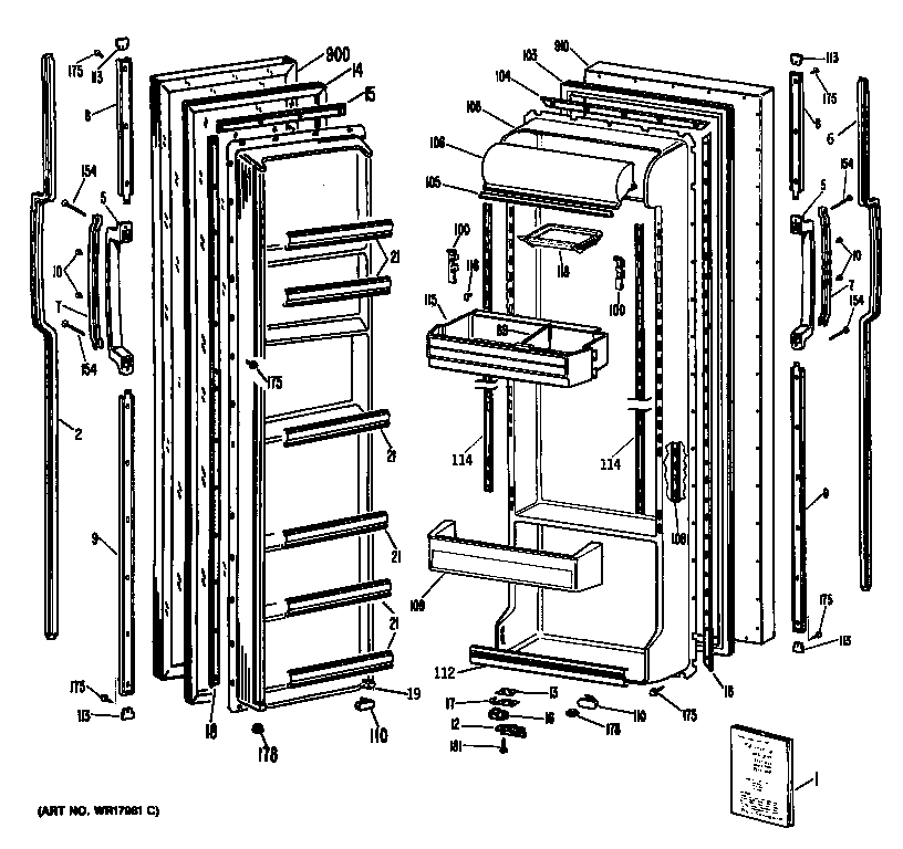 GE TFX22ZRAWH doors diagram