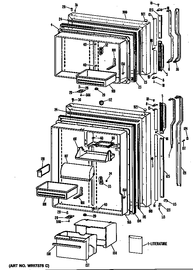 GE TBHW25ZRDRWH doors diagram