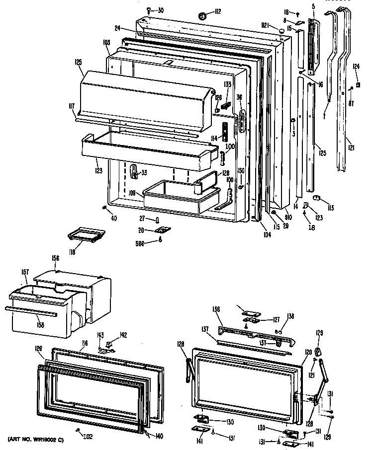 GE TBEA25FRERAD door assembly diagram