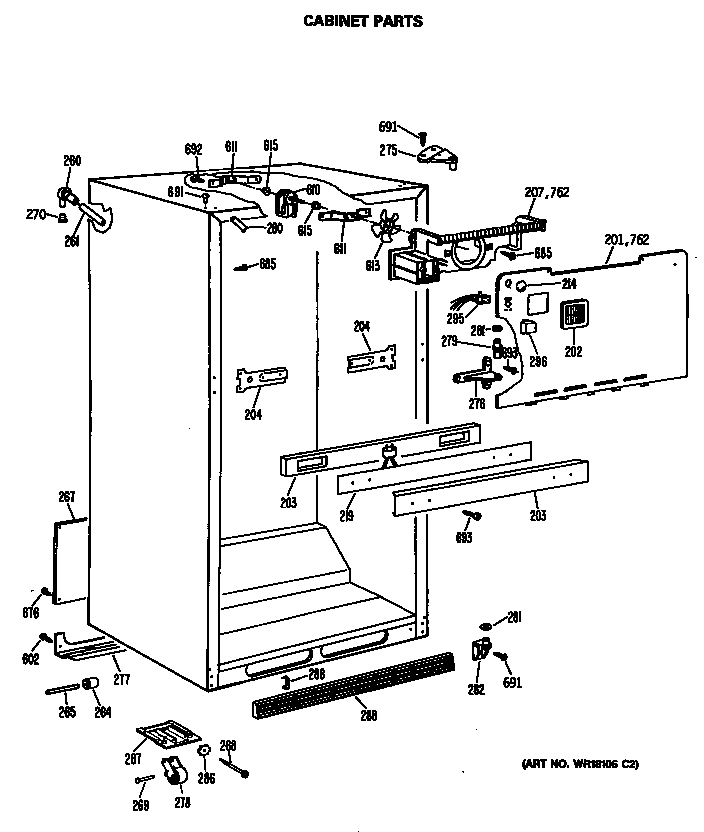 GE TBH21MASPRWH cabinet parts diagram