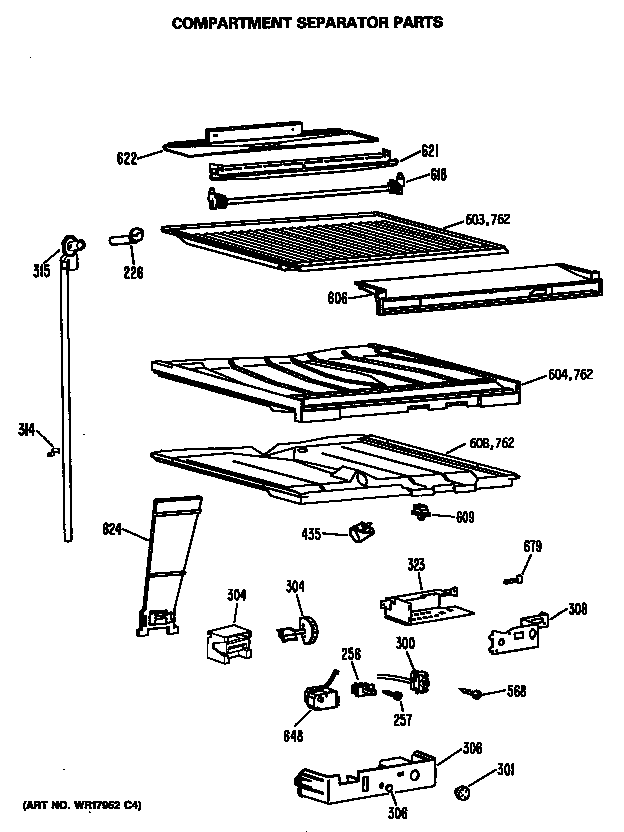 GE TBH21MASPRWH compartment separator parts diagram