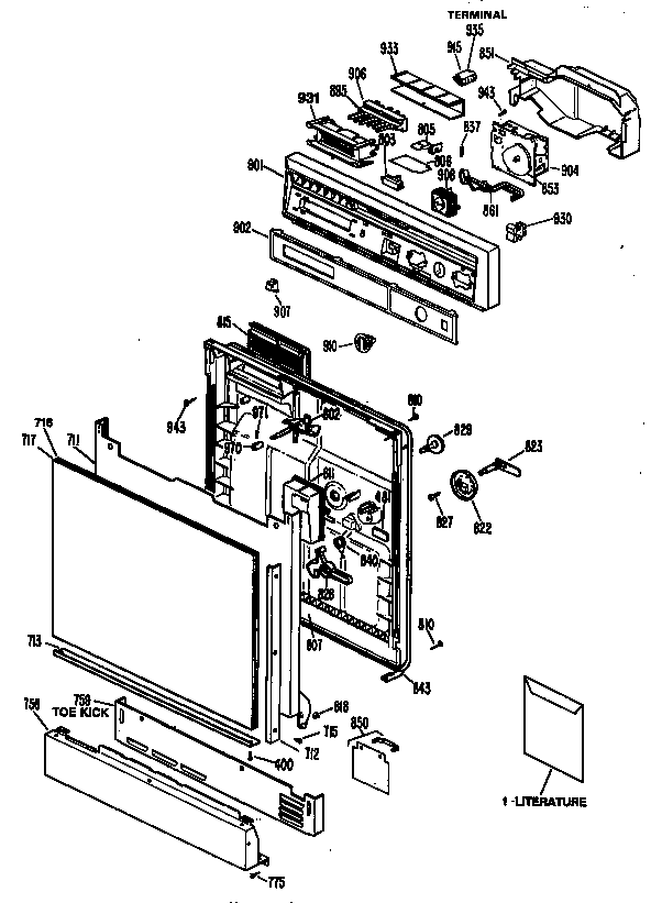 GE GSD500P-49WA control panel/door diagram