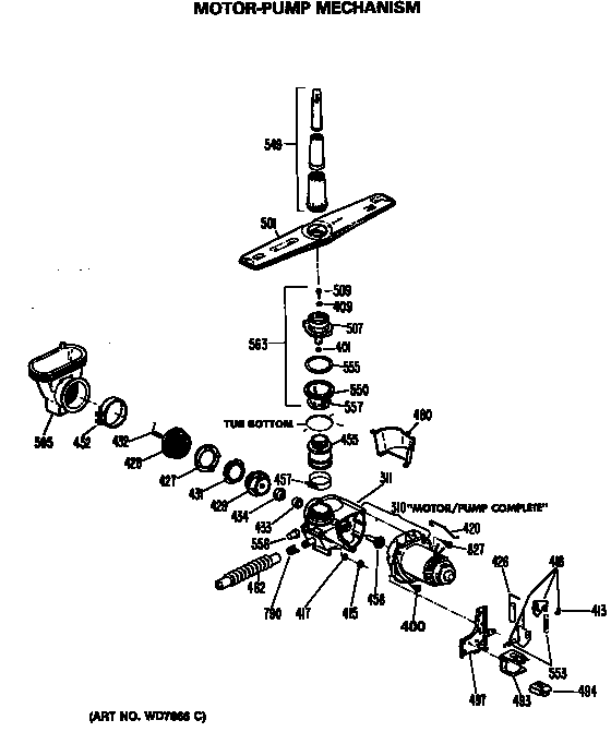 GE GSD500P-49WA motor-pump mechanism diagram