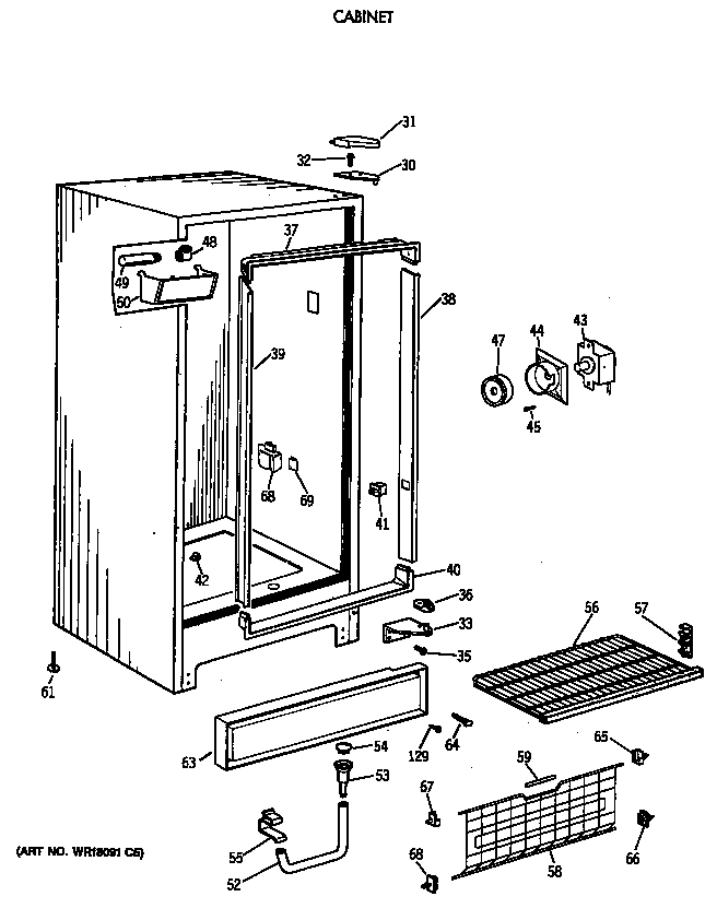 GE FP21SSARWH cabinet diagram