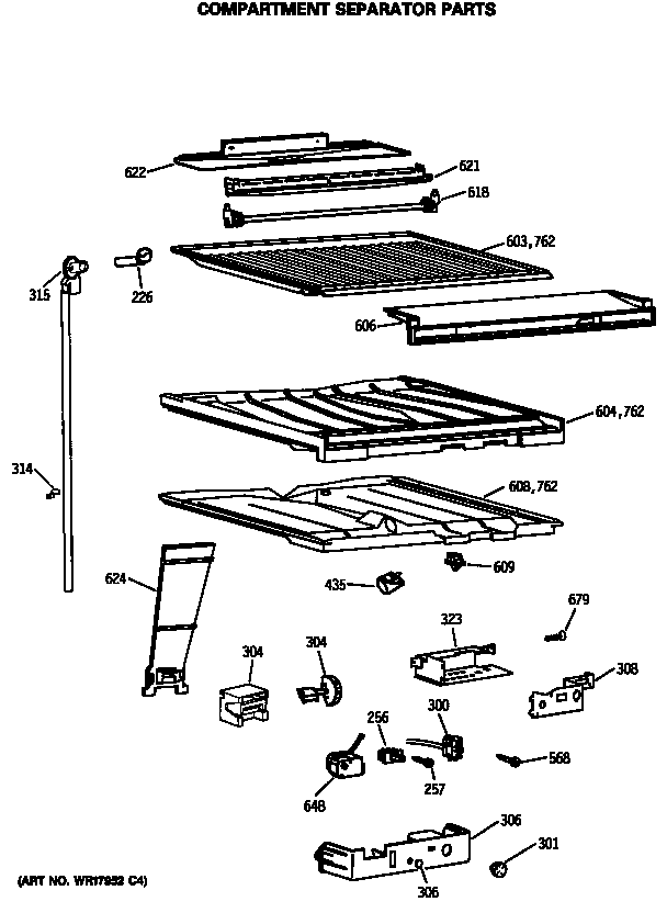 GE TBE18JASPRAD compartment separator parts diagram