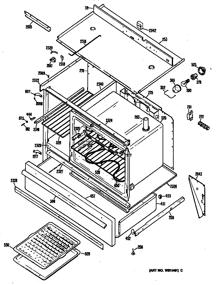 GE JCS57T1 oven assembly diagram