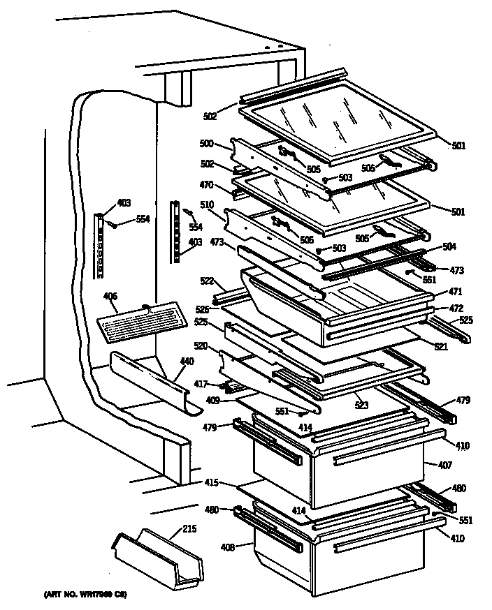 GE TFK22PRSMAA shelves diagram