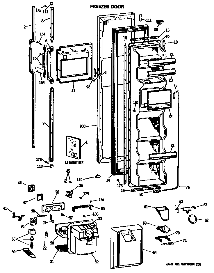 GE TFK24ZFSMAD freezer door diagram
