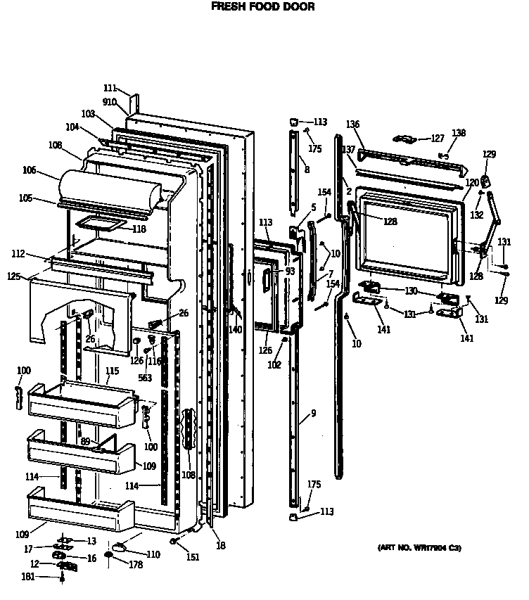 GE TFK24ZFSMAD fresh food door diagram