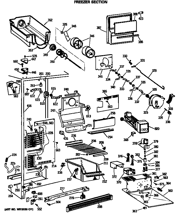 GE TFK24ZFSMAD freezer section diagram