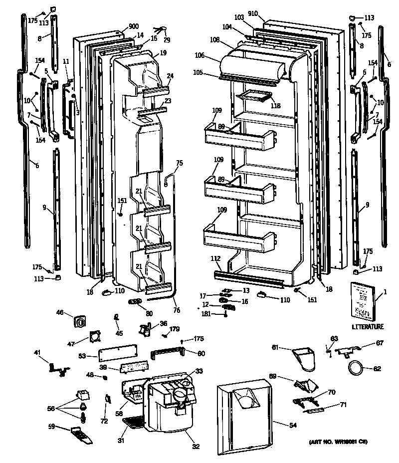 GE TFG20JRTCWW doors diagram