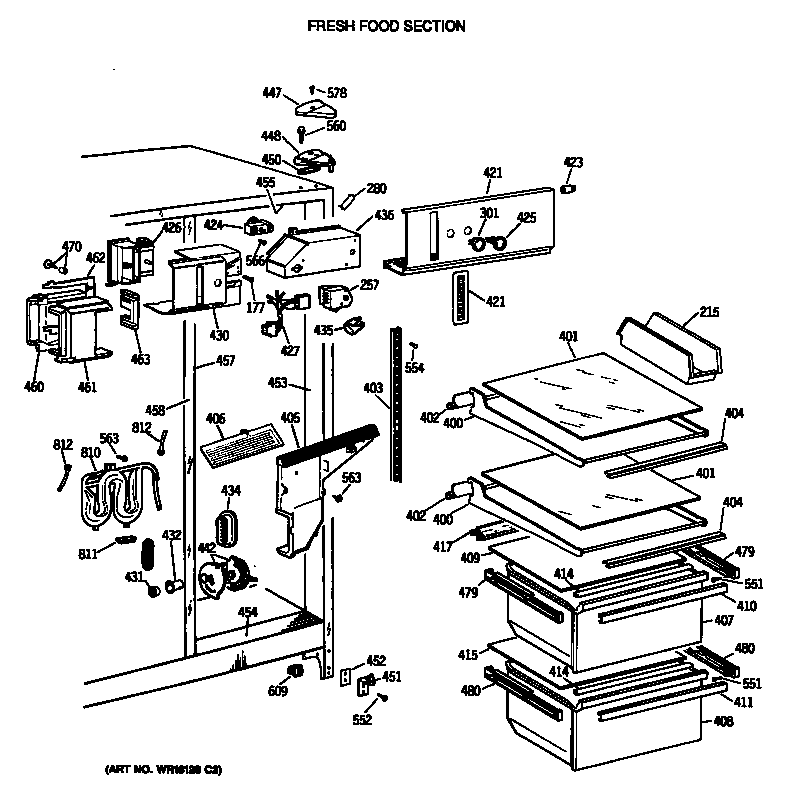 GE TFG20JRTCWW fresh foor section diagram