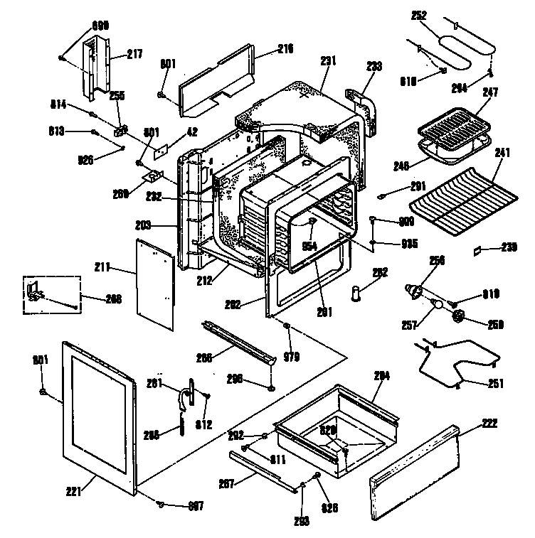 GE JBP15GIT1WH oven assembly diagram