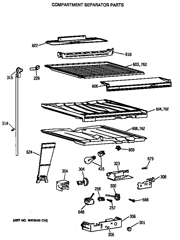 GE TBH18JATERWH compartment separator parts diagram