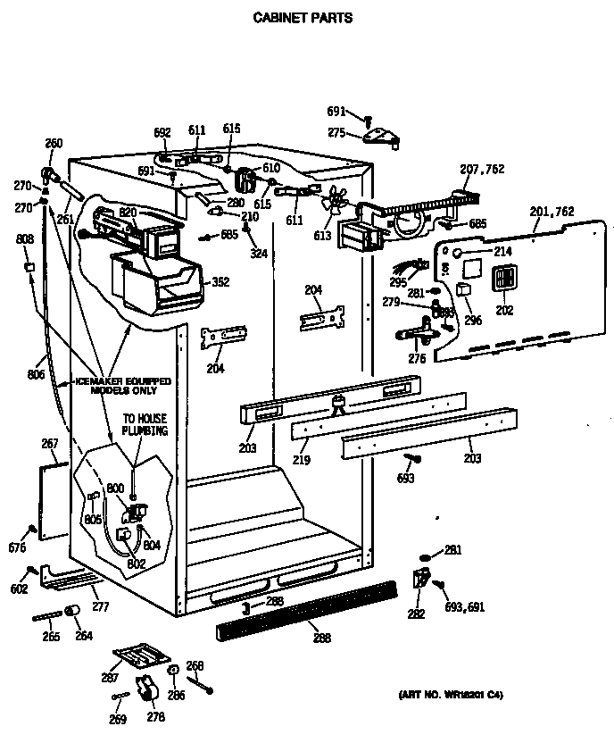 GE TBX24JASLRWH cabinet parts diagram