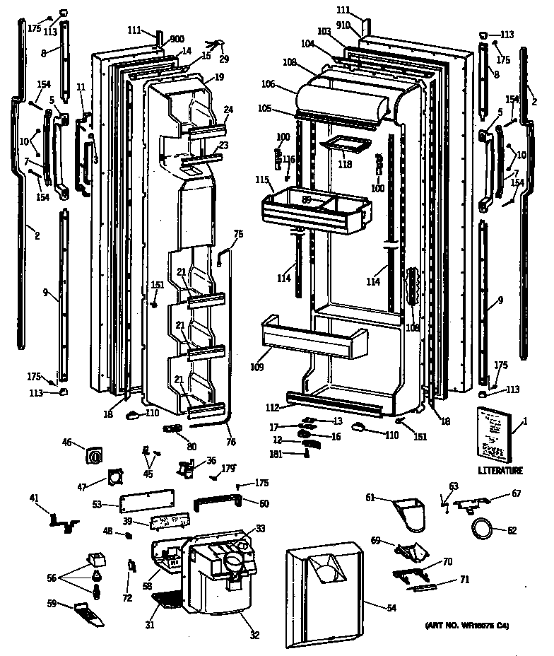 GE TFG22ZRTCWH doors diagram