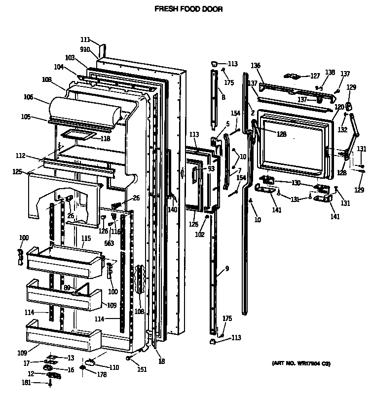 GE TFG24ZFTCWH fresh food door diagram