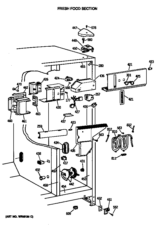 GE TFG24ZFTCWH fresh food section diagram