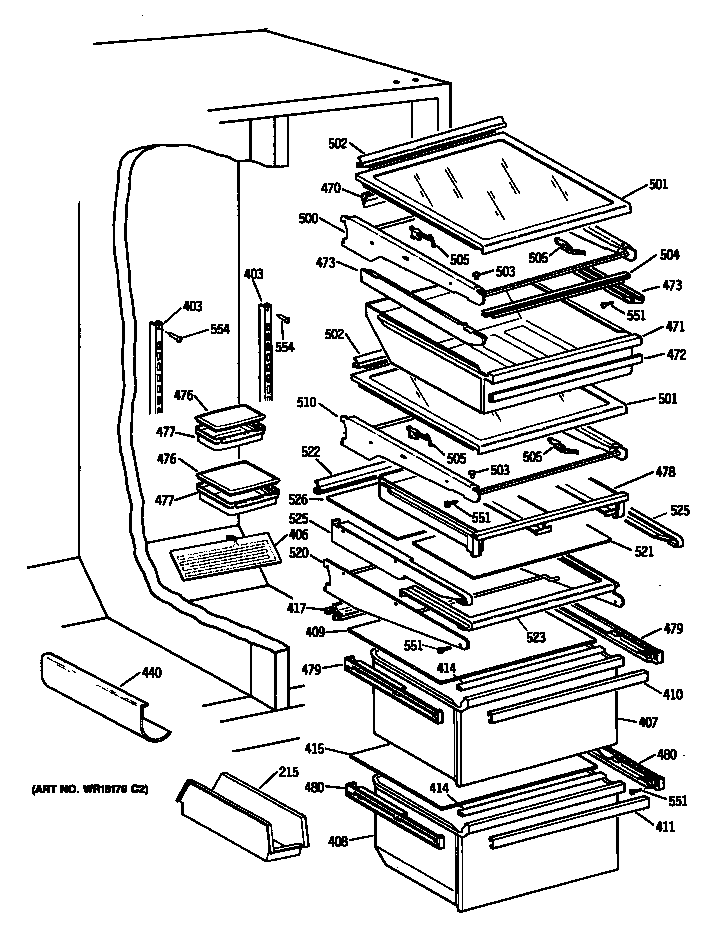 GE TFG27PFTCBB shelves diagram