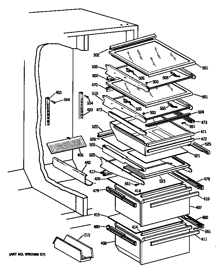 GE TFG27PRTCWW shelves diagram