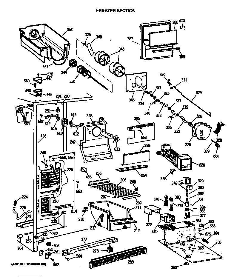 GE TFG27ZFTCWH freezer section diagram