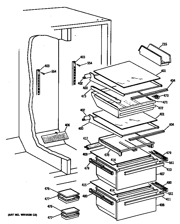 GE TFG27ZFTCWH shelves diagram