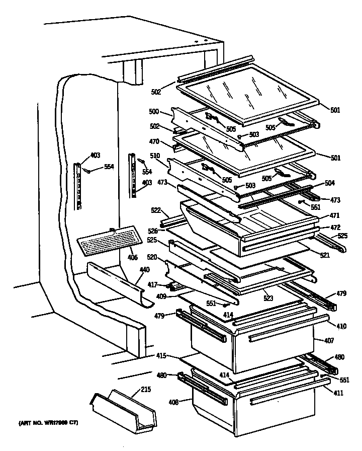 GE TFK22PRTCAA shelves diagram