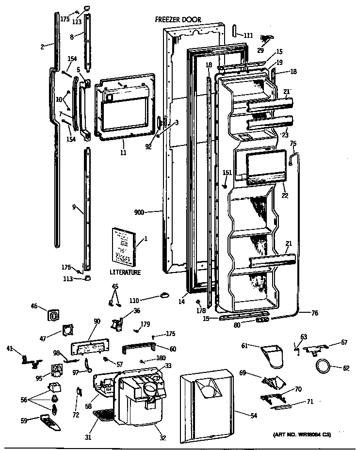 GE TFK24ZFTCAD freezer door diagram