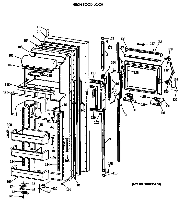 GE TFK24ZFTCAD fresh food door diagram