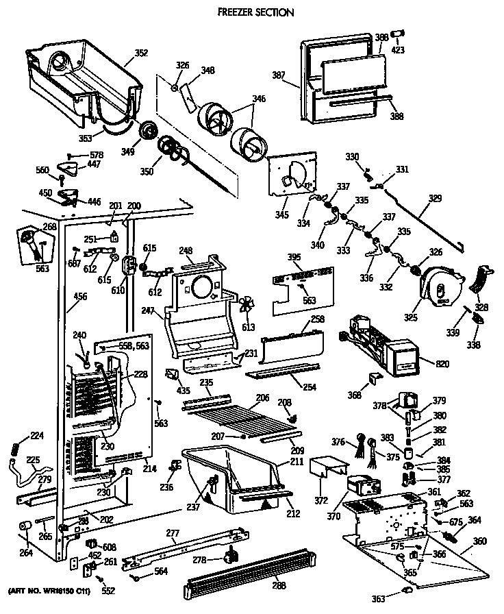 GE TFK24ZFTCAD freezer section diagram