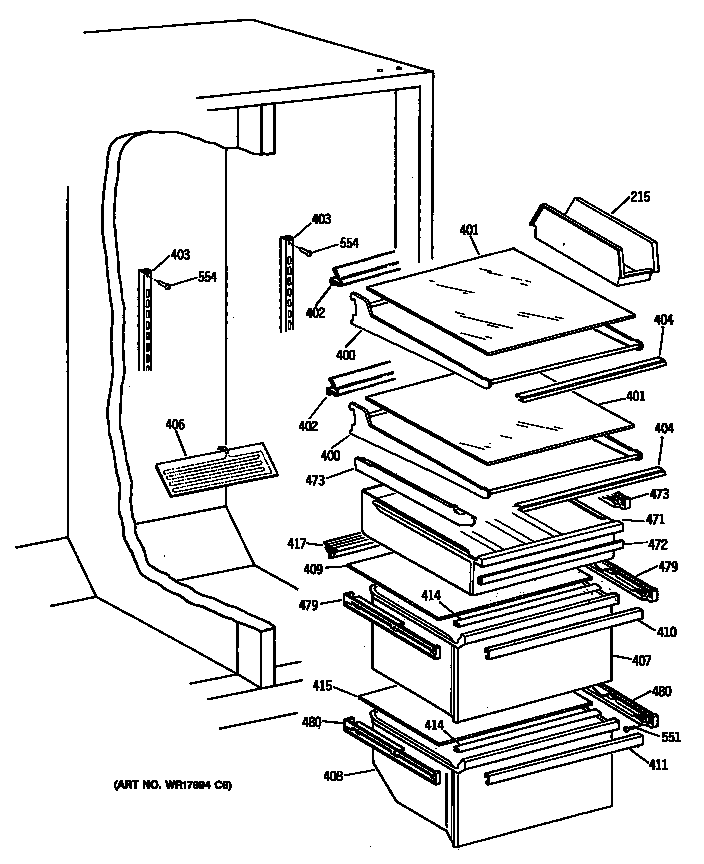 GE TFK24ZFTCAD shelves diagram