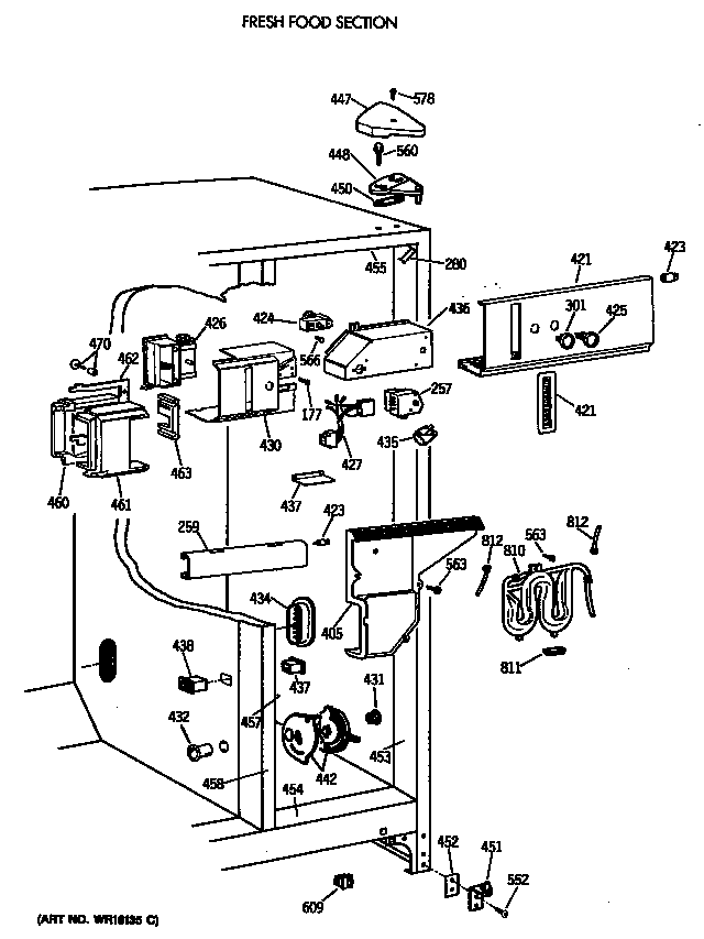 GE TFK27PFTCWW fresh food section diagram