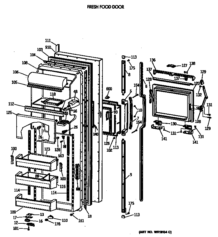 GE TFK27ZFTCAD fresh food door diagram
