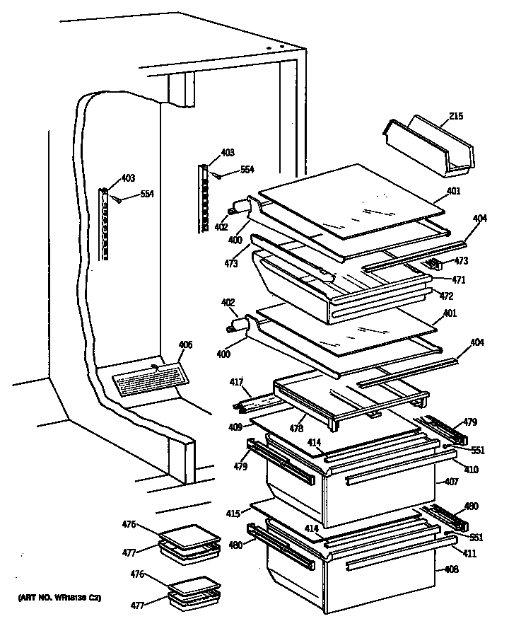 GE TFK27ZFTCAD shelves diagram