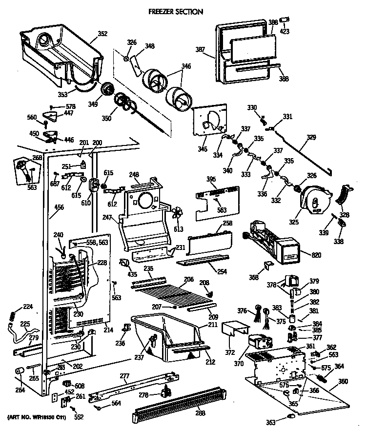 GE TFK27ZRTCAA freezer section diagram
