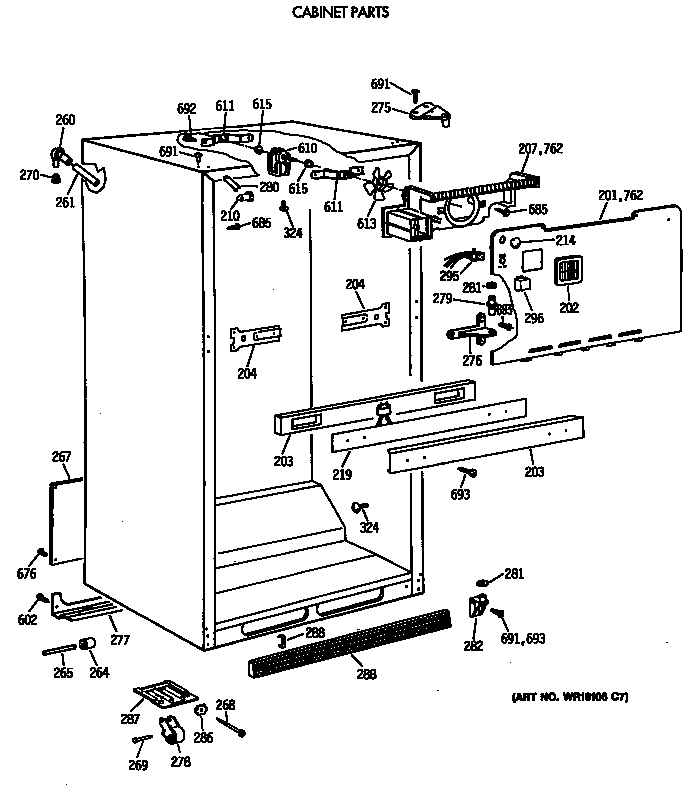 GE TBE18JASTRWH cabinet parts diagram