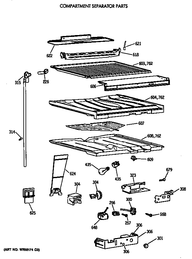 GE TBE18JASTRWH compartment separator parts diagram