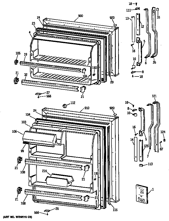 GE TBE16JATBRWH doors diagram