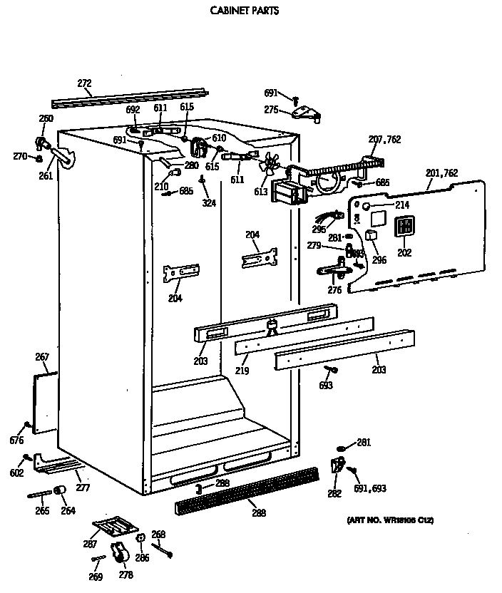 GE TBT21DATERWH cabinet parts diagram